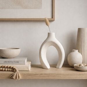 Minimalist Arch Sculptural Ceramic Vase Neutral Decor